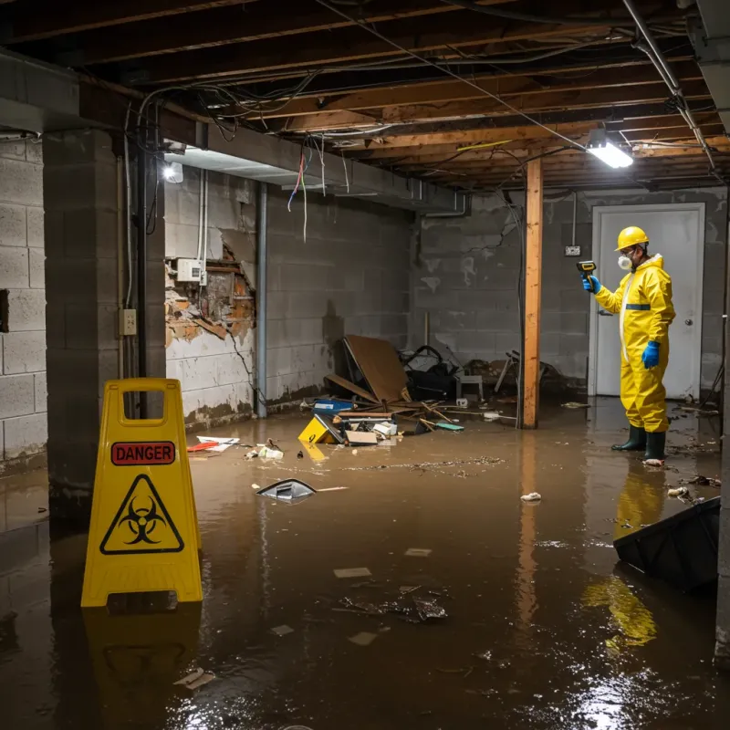 Flooded Basement Electrical Hazard in Floyd County, IN Property